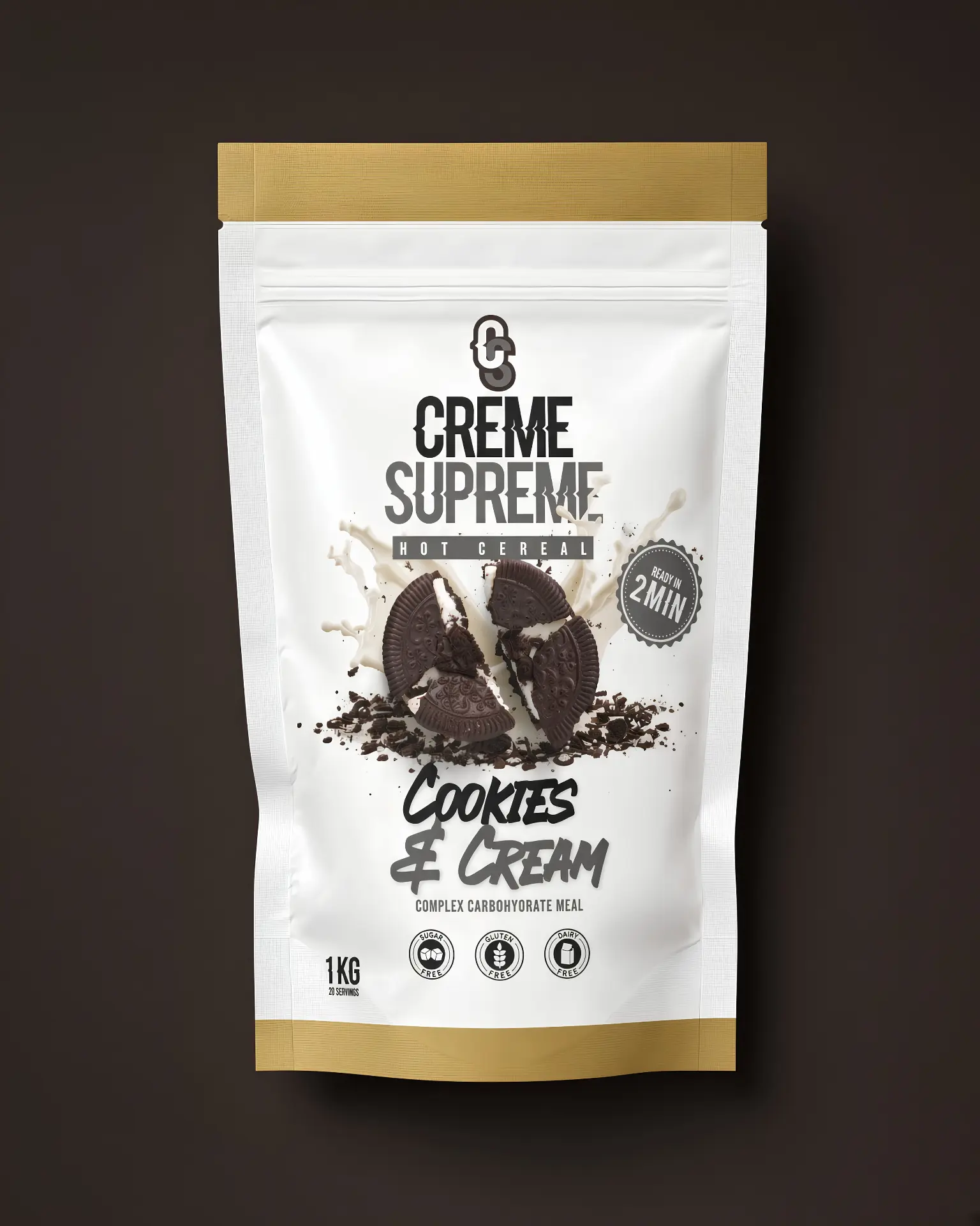 Cookies & Cream Creme Supreme hot cereal pouch