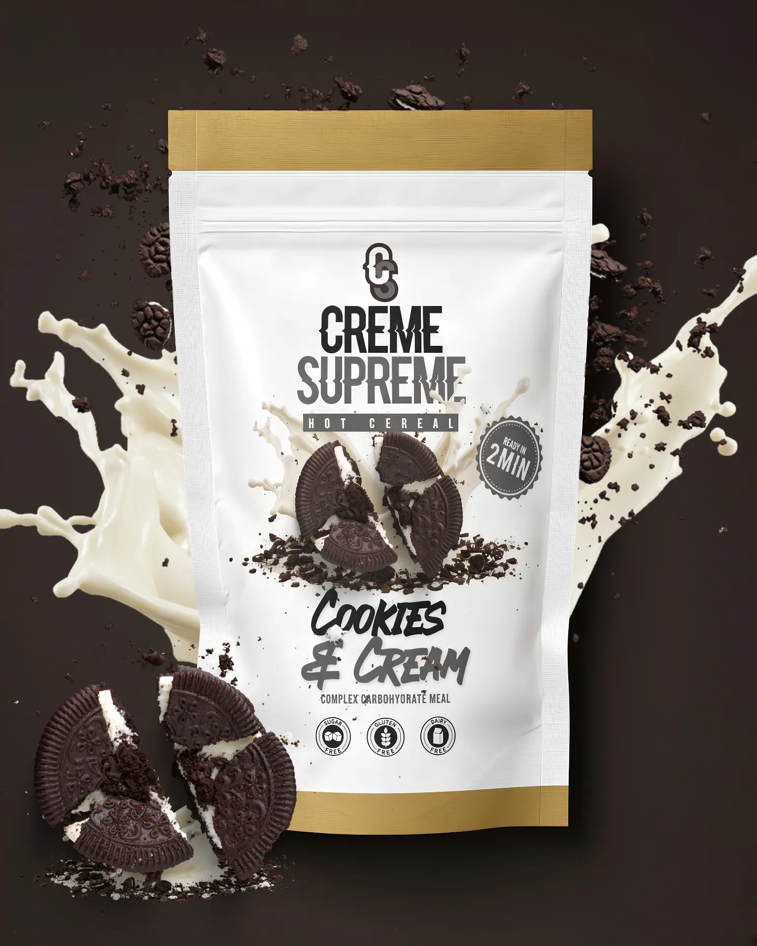 Cookies & Cream Creme Supreme hot cereal pouch